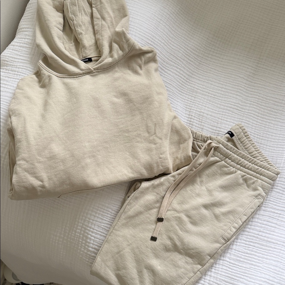 Talentless Neutral Cream Hoodie and Jogger Set - originally 200$